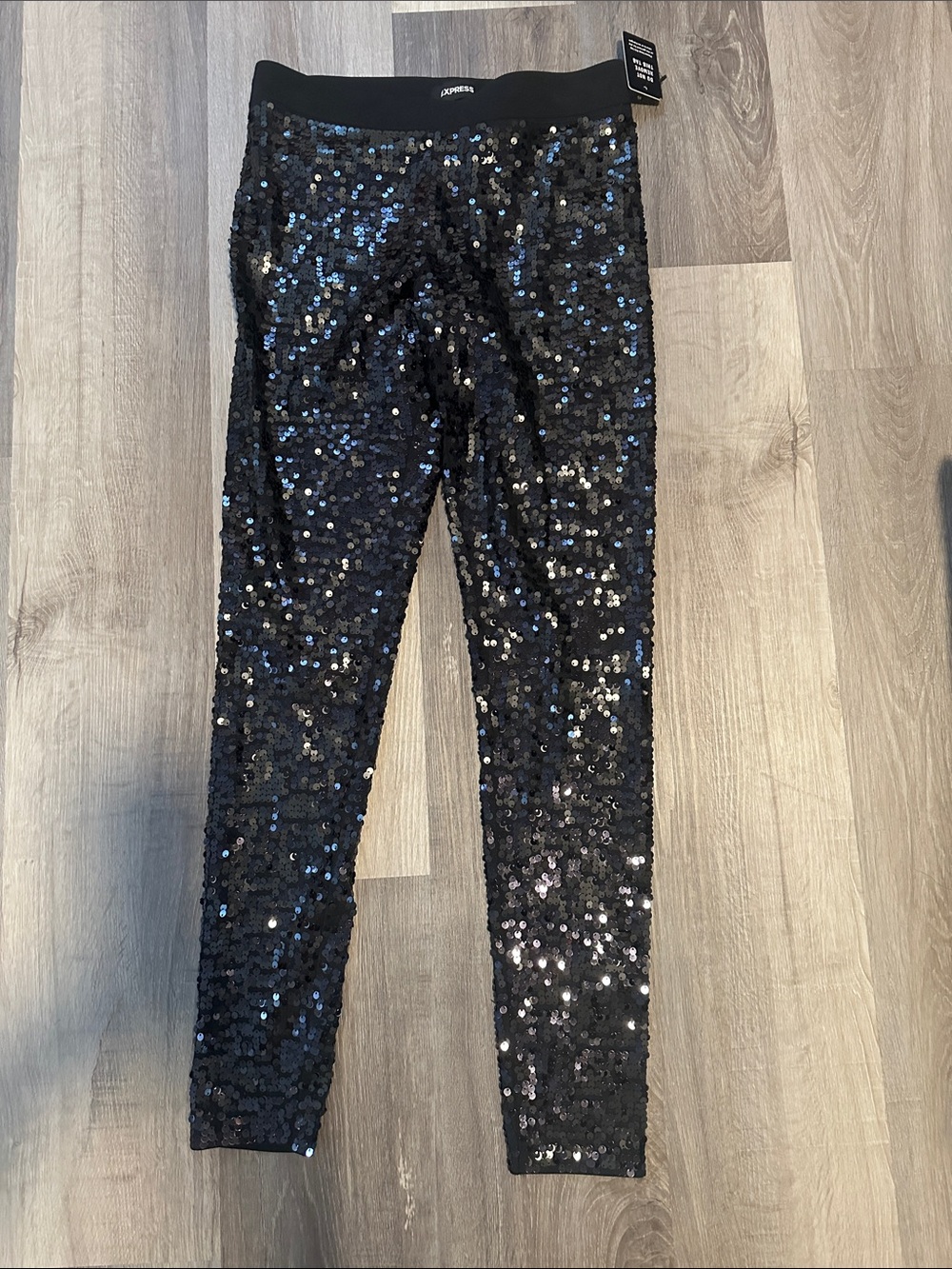 Express Black Sequin Skinny Leggings